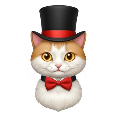 Cat  and wearing a top hat and a bow tie sticker