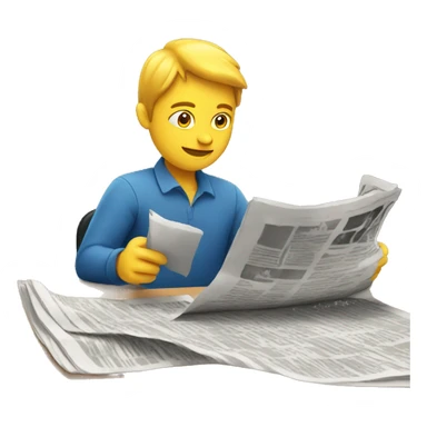 a person reading a newspaper sticker