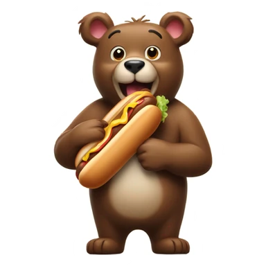 A bear with a hot dog and a bunny   sticker