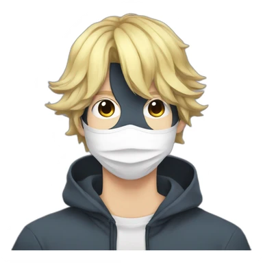 Anime guy with mask on, degital clasess hide his face sticker