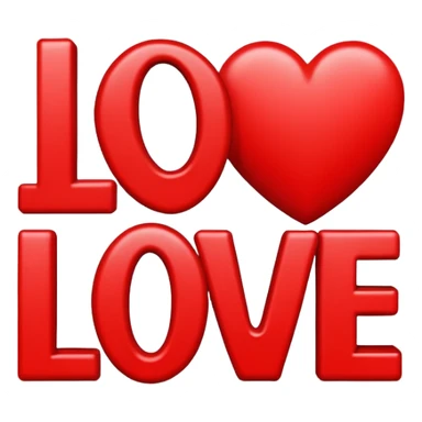 The word "Love" in vivid red color, typography  sticker