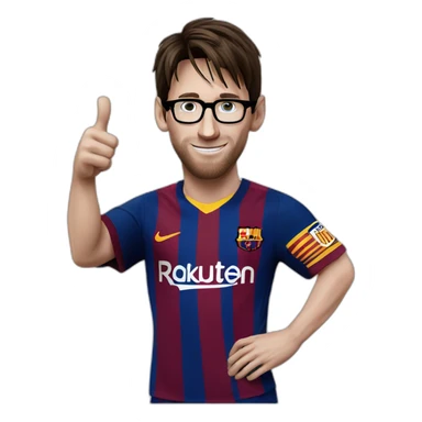 lionel messi with glasses doing thumbs up sticker