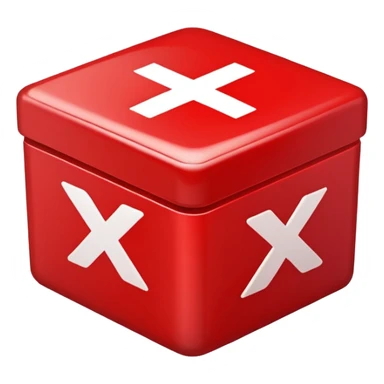 thick glowing red square box with bold X mark centered inside sticker