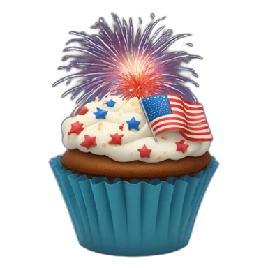 Happy Fourth of July cupcake with fireworks sticker