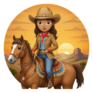 cowgirl on horse riding into sunset sticker
