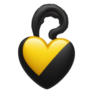Half black and yellow heart sticker