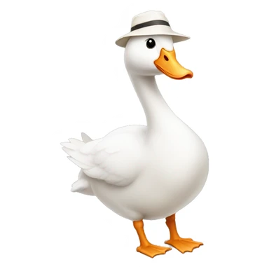 Full body White goose wearing a hat sticker