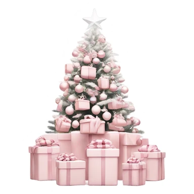 Light pink Christmas gifts under a white Christmas tree  sticker