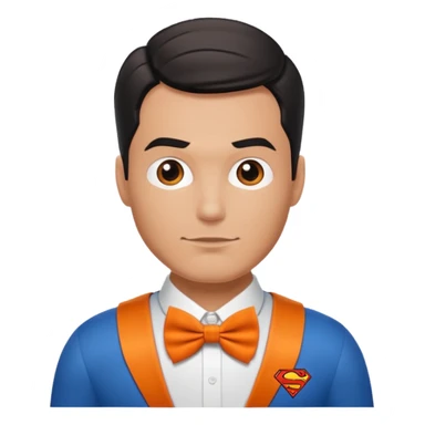 a superman with organe bow tie sticker