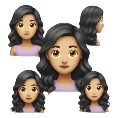 long medium wavy hair asian girl sticker