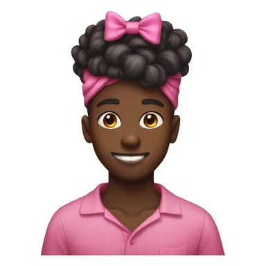 black boy with his tongue out with a pink bow on his hair  sticker