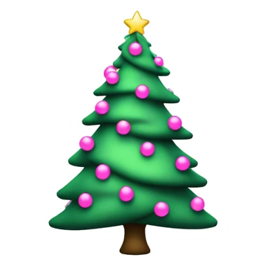 Pink Christmas tree with green lights  sticker