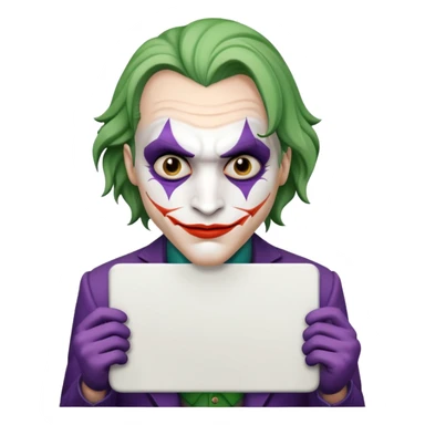 Joker holding a large blank sign sticker