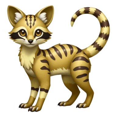 Rare realistic shiny warm-colored lush tropical exotic cute epic pretty beautiful handsome gorgeous aesthetic colorful vibrant Vernid-Protogen-Primagen-Wickerbeast-Genet-Trico-species-Fakemon-hybrid-creature by LiLaiRa, beautiful intricate markings, full body sticker