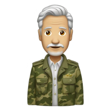 Hombre viejo pelo largo y con traje de camuflaje de hojas del ark sticker