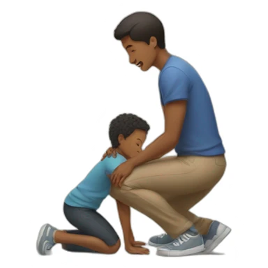  A young man kneels in front of his mother sticker