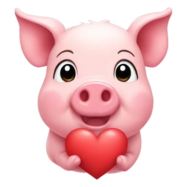 cute pig with a heart sticker