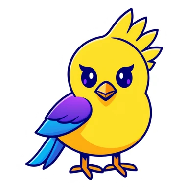A stylized bird head with a blue and purple gradient sticker