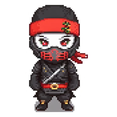 Masked ninja, red headband sticker