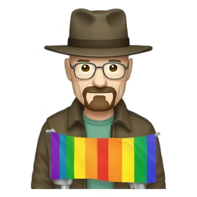 walter white holding the lgbt pride flag sticker