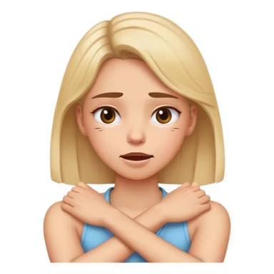 girls holding neck with arms crossed squinting eyes open mouth sticker