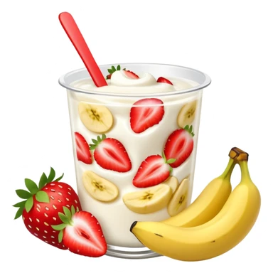 Yogurt with strawberries and bananas sticker