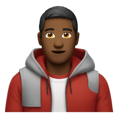 red man with red hoodie and black sleeve sticker
