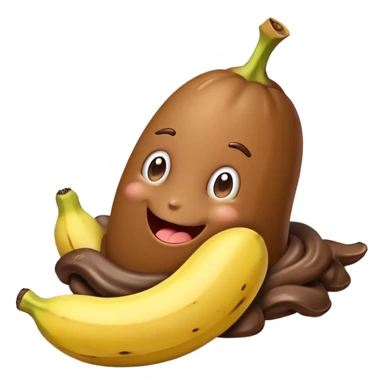 poop with banana in its mouth sticker