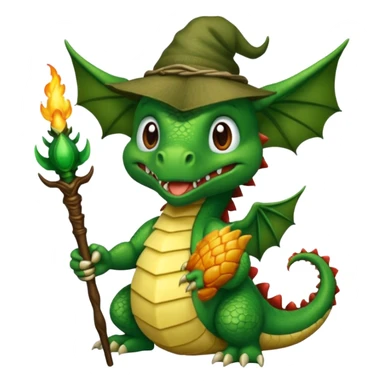 ein Drache mit einem Zauberstab in der Hand  und einem Hud  auf dem kopf und ein schnurbard  sticker