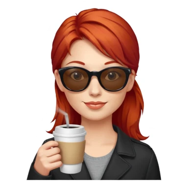 sunglasses red hair woman drink coffee sticker