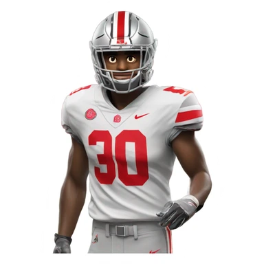 Ohio State Player wearing a home jersey with the number 60 sticker