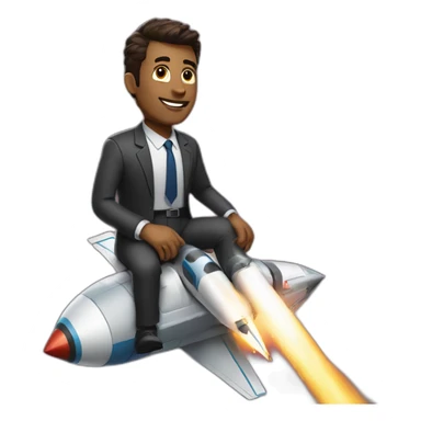 suit man ridding starlink rocket sticker