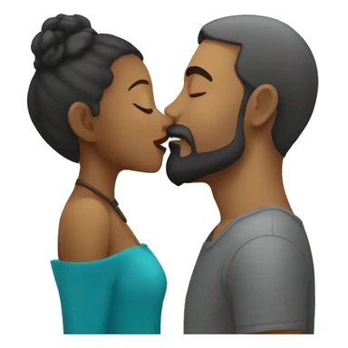  Grey Goatee beard man kisses Caribbean girl sticker