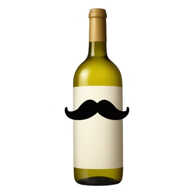 White wine with a mustache sticker