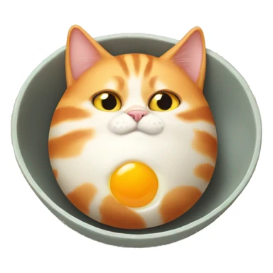 Fat orange tabby cat eating an egg sticker