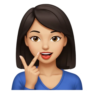 black slighty browin hair light brown skin woman, flirtatious gesture, biting her finger and winking emoji sticker