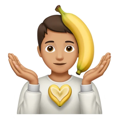 peeled banana with two hands forming a heart shape around it sticker