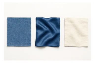 Сгенерируй мне аккуратный, но не квадратный, кусок джинсовой ткани, на чисто белом фоне. И чтобы было три разных ткани, допусти одна джинсовая, вторая шелк, третия хлопок. 

 sticker