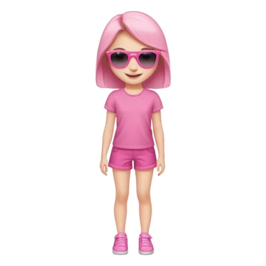 A beautiful asthethic cute girl with full body of clothes pink girly with cute sunglasses sticker
