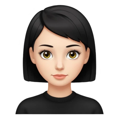Lady with black sweater has a long long lashes , shaved buzz cut black hair , dimple and hazel eyes sticker