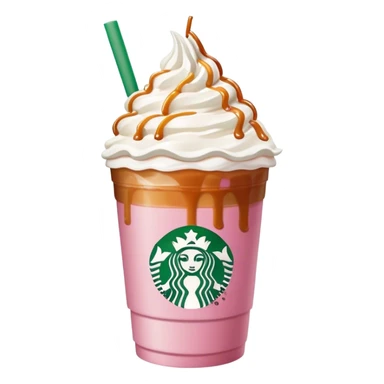 Pink Starbucks drink with Carmel and whipped crème with a bow sticker