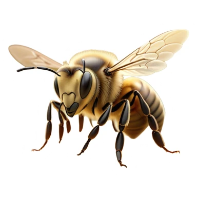 Beautiful and Majestic Bee Portrait Emoji, Head and body rendered in serene repose with a gentle, content smile, showcasing a tiny, fuzzy form with softly closed delicate wings and eyes in tranquil slumber, Simplified yet exquisitely endearing features, highly detailed, glowing with a soft, drowsy golden light, high shine, relaxed and utterly noble, stylized with an air of regal natural beauty, soft glowing outline, capturing the essence of a majestic bee that embodies the timeless charm of nature! sticker