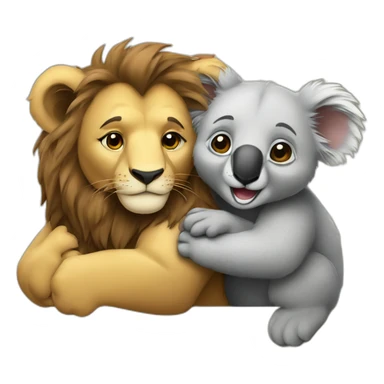 Lion and koala hugging sticker