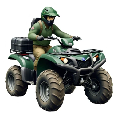 Yamaha Grizzly 700 (2019) – Cinematic-realistic Yamaha Grizzly 700 ATV, its dark green frame tearing through muddy trails. no rider sticker