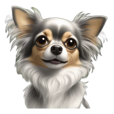 Chienne noire chihuahua yorkshire poils longs bouts des pattes blancs sticker