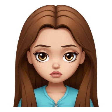 sad pretty bratz baddie, long brown hair sticker
