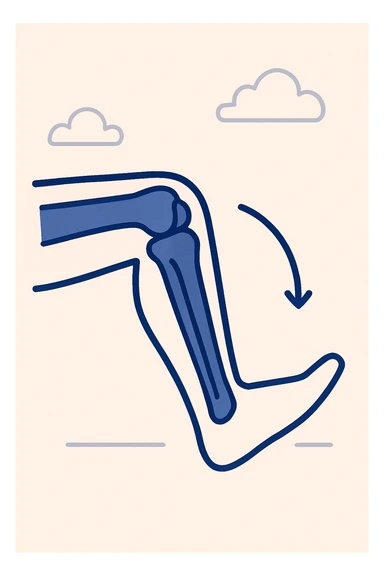 illustration of a human knee performing a simple leg extension exercise, showing the knee joint in motion, clear and easy to understand, educational style sticker