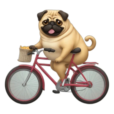 fat pug on a bicycle with mask on sticker