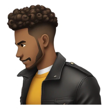 Homem moreno barbicha cabelo castanho escuro corte low fade nariz redondo  sticker