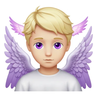 A blond boy with violet eyes and angel wings sticker